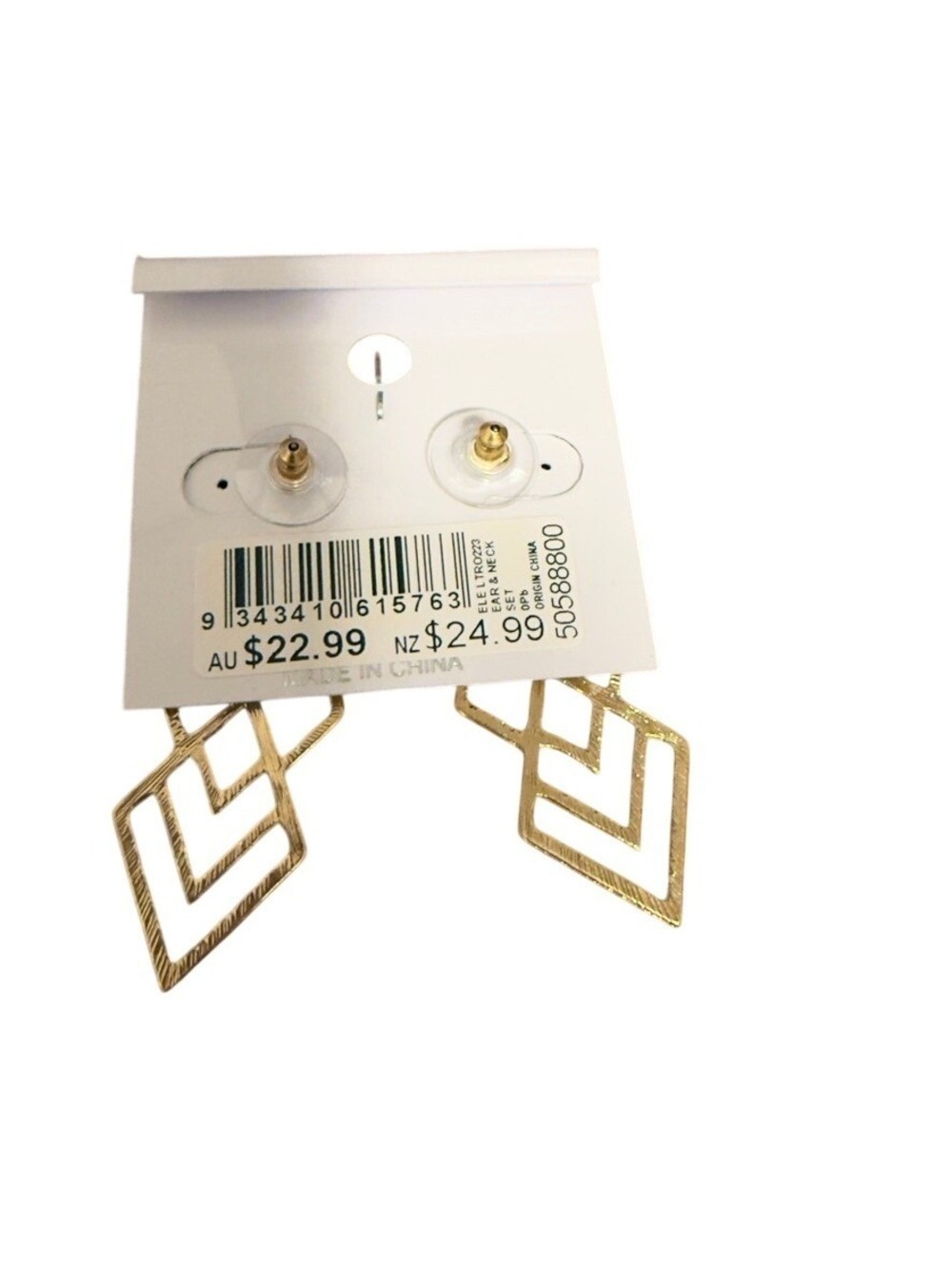 ITS SENSE Women's Gold Tone Geometric Diamond Dangle Earrings - Picture 4 of 4